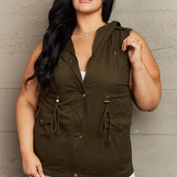 Zenana More To Come Full Size Military Hooded Vest