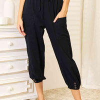 Double Take Decorative Button Cropped Pants