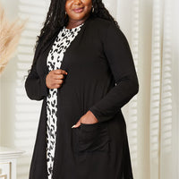 Celeste Full Size Open Front Longline Cardigan with Pockets