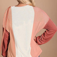 Color Block Ribbed Long Sleeve T-Shirt