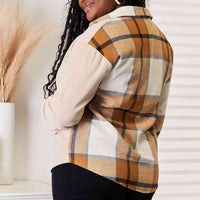 Double Take Plaid Print Dropped Shoulder Shirt