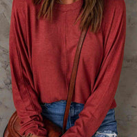 Seam Detail Round Neck Long Sleeve Top