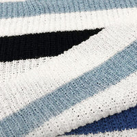 Striped Slit Round Neck Dropped Shoulder Sweater