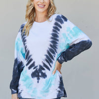 Sew In Love Full Size Tie-Dye Side Slit Sweatshirt