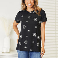 Double Take Dandelion Print Round Neck T-Shirt