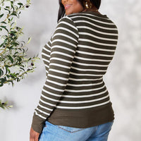 Zenana Full Size Striped Snap Down Cardigan