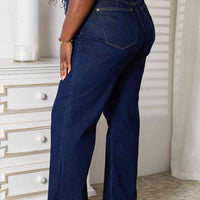 Judy Blue Full Size Raw Hem Straight Leg Jeans with Pockets