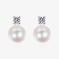 Moissanite Pearl Stud Earrings