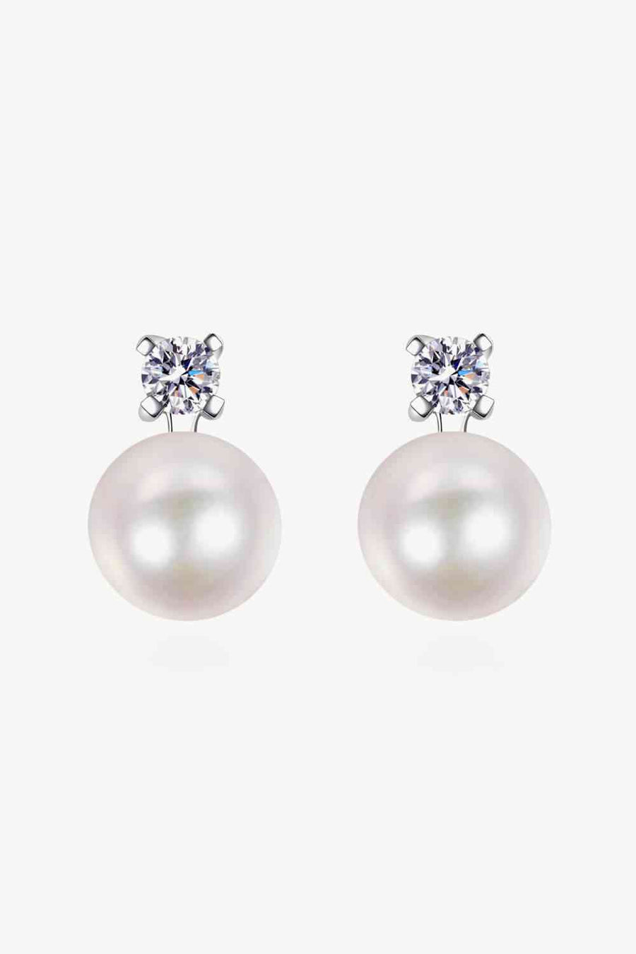 Moissanite Pearl Stud Earrings