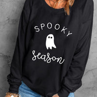 Round Neck Long Sleeve SPOOKY SEASON Graphic Sweatshirt