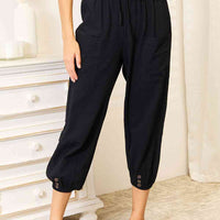 Double Take Decorative Button Cropped Pants