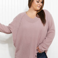 Jodifl Stay Awhile Full Size Run Waffle Knit Tee