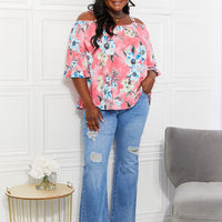 Sew In Love Full Size Fresh Take  Floral Cold-Shoulder Top