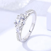 1 Carat Moissanite 4-Prong Side Stone Ring