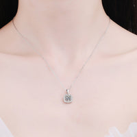 Moissanite Square Pendant Chain Necklace