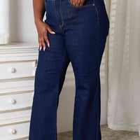 Judy Blue Full Size Raw Hem Straight Leg Jeans with Pockets