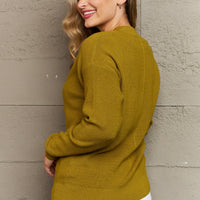 Zenana Kiss Me Tonight Full Size Button Down Cardigan in Chartreuse