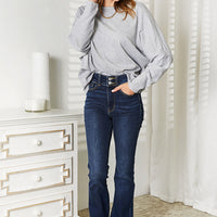 Double Take Seam Detail Round Neck Long Sleeve Top