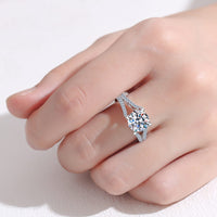 Stylish Moissanite Sterling Silver Ring