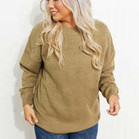 Zenana Bundled Up Full Size Round Neck Sweater