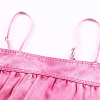 Smocked Adjustable Strap Denim Cami Top