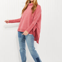 Zenana Love and Cuddles Full Size Cowl Neck Poncho Sweater