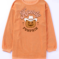 HOWDY Pumpkin Graphic Ribbed Sweatshirt