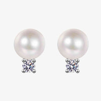 Moissanite Pearl Stud Earrings