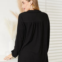 Celeste Full Size Long Sleeve Ribbed Blouse