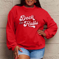 Simply Love Full Size DECK THE HALLS Graphic Sweatshirt