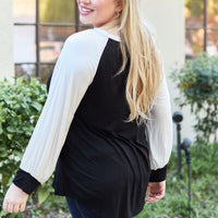Celeste Design Full Size Color Contrast Long Sleeve Top