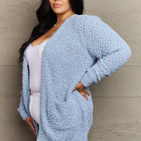 Zenana Falling For You Full Size Open Front Popcorn Cardigan