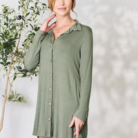 Celeste Full Size Button Down Shirt Dress