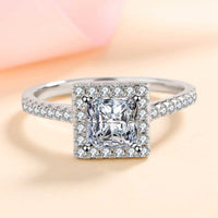 Sterling Silver Square Moissanite Ring