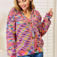 Woven Right V-Neck Long Sleeve Cardigan