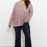 Jodifl Stay Awhile Full Size Run Waffle Knit Tee