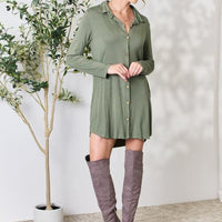 Celeste Full Size Button Down Shirt Dress