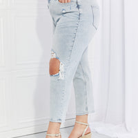 VERVET Stand Out Full Size Distressed Cropped Jeans