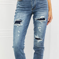 Judy Blue Dahlia Full Size Distressed Patch Jeans