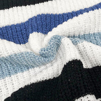 Striped Slit Round Neck Dropped Shoulder Sweater