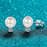 Moissanite Pearl Stud Earrings