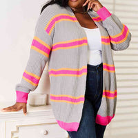 Woven Right Ribbed Long Sleeve Cardigan