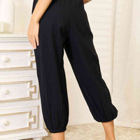 Double Take Decorative Button Cropped Pants