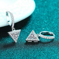 1 Carat Moissanite Triangle Drop Earrings