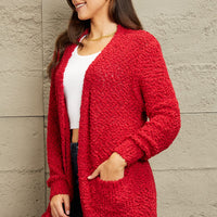 Zenana Falling For You Full Size Open Front Popcorn Cardigan