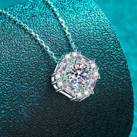 Geometric Moissanite Pendant Chain Necklace