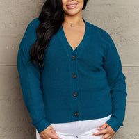 Zenana Kiss Me Tonight Full Size Button Down Cardigan in Teal