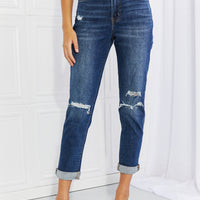 VERVET Full Size Distressed Cropped Jeans with Pockets