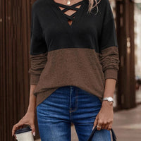 Two-Tone Crisscross Detail Sweatshirt