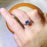 1 Carat Moissanite Heart-Shaped Platinum-Plated Ring in Blue